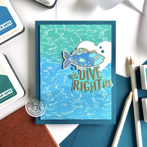 Aqua Texture Bold Prints Cling Stamp