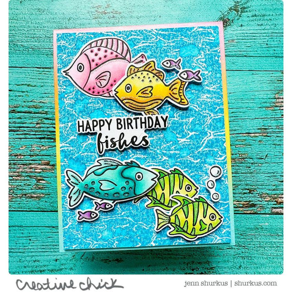 Aqua Texture Bold Prints Cling Stamp