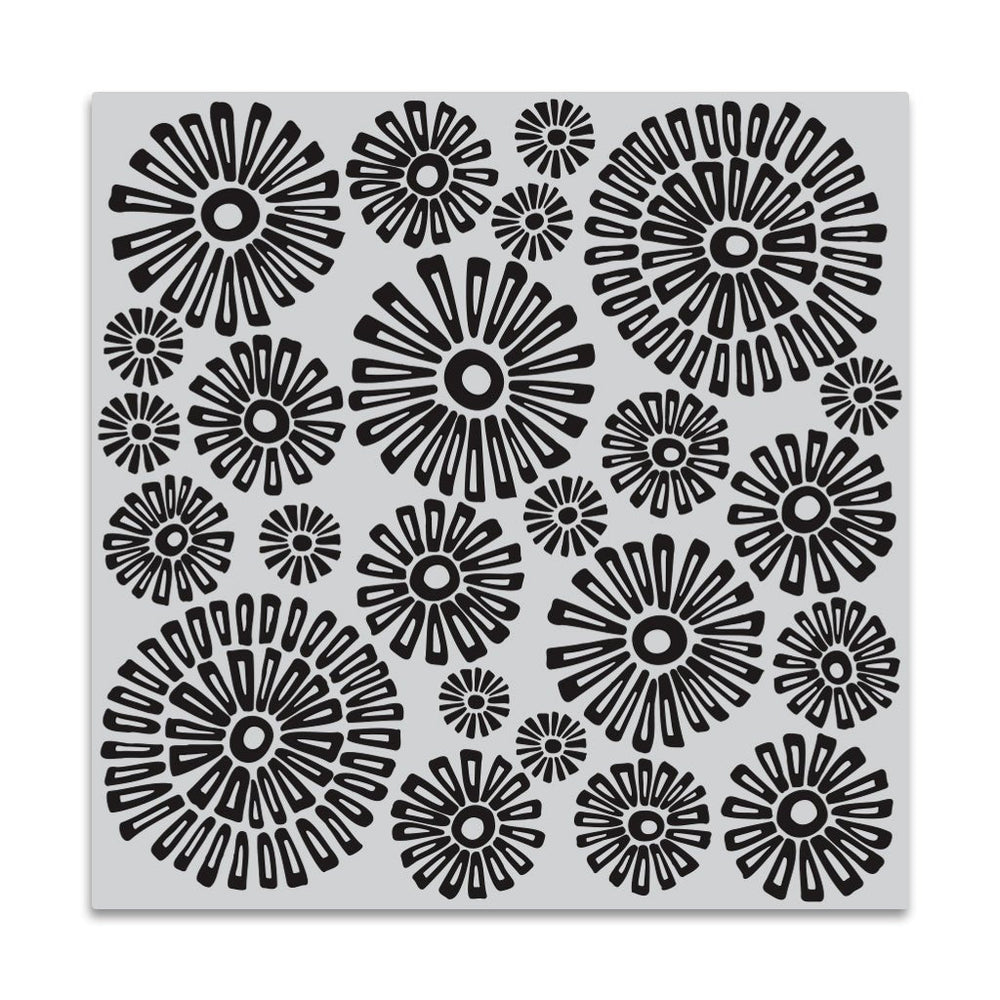 Sunburst Flowers Bold Prints Cling Stamp