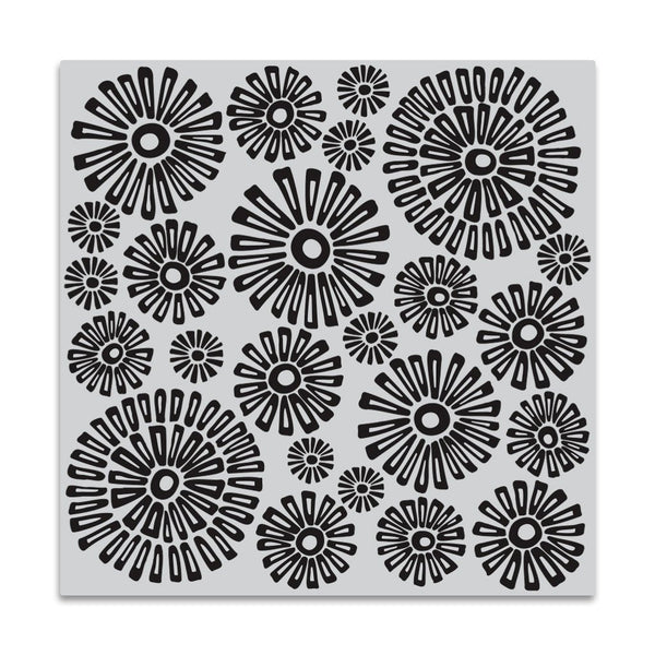 Sunburst Flowers Bold Prints Cling Stamp