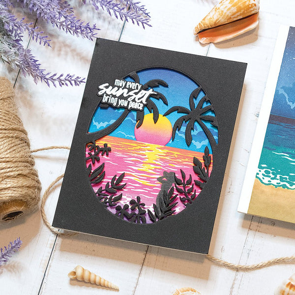 Color Layering Sunset over Waves Clear Stamp Set