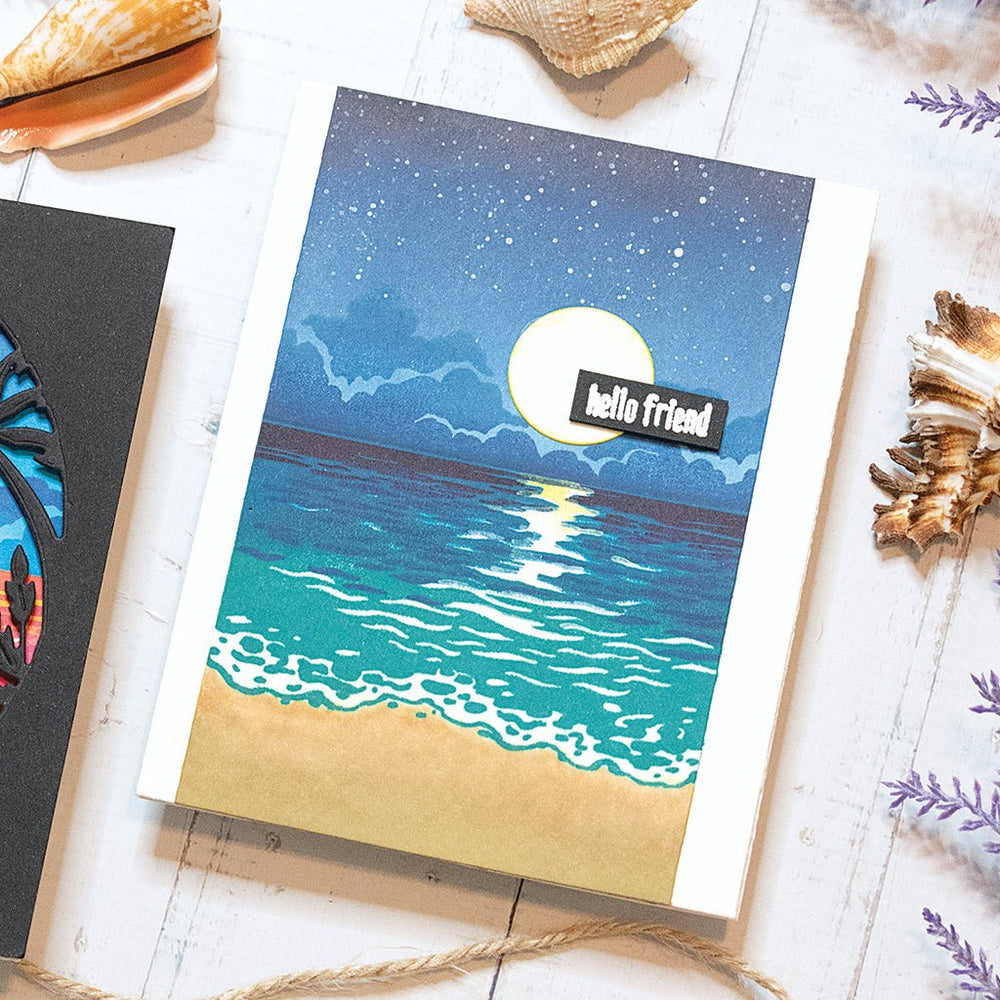 Color Layering Sunset over Waves Clear Stamp Set