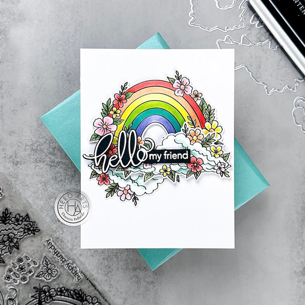 Floral Rainbow & Clouds Clear Stamp Set from the Floral Rainbow Collection