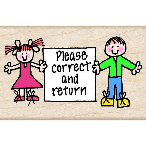 Hero Kids Correct & Return Woodblock Stamp