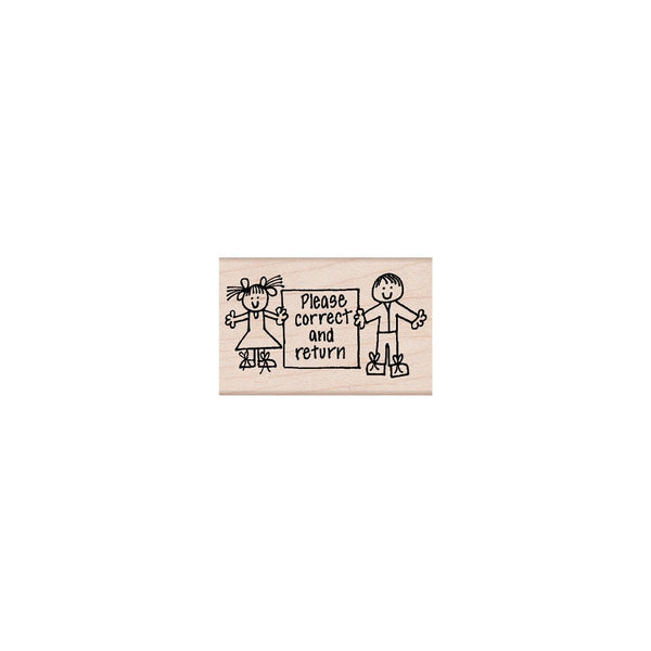 Hero Kids Correct & Return Woodblock Stamp