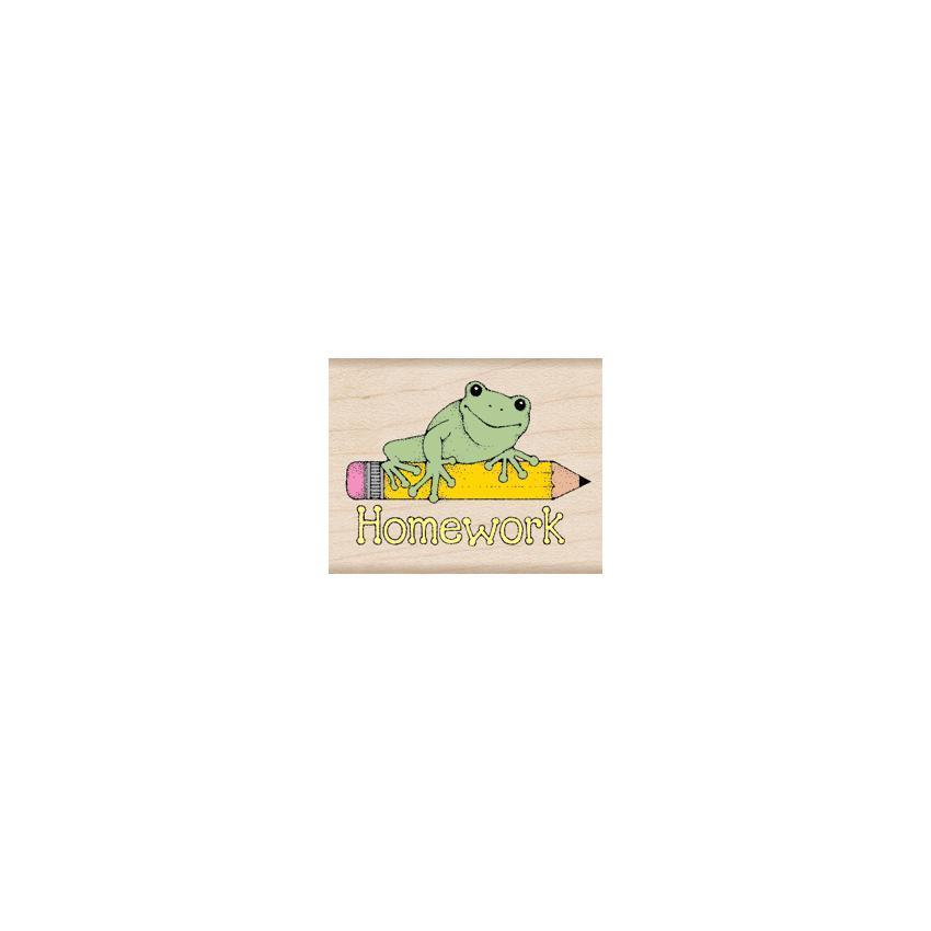 Homework Frog Woodblock Stamp