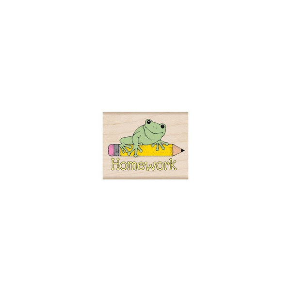 Homework Frog Woodblock Stamp
