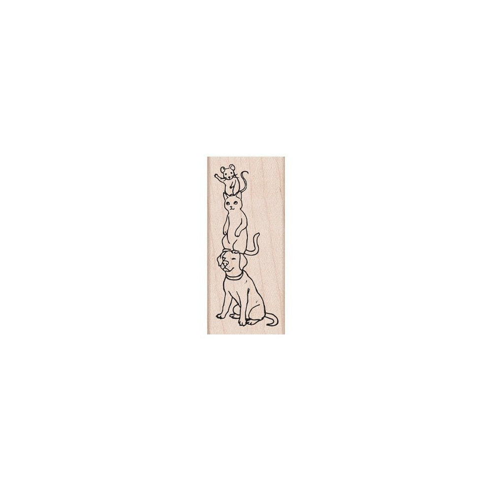 Dog, Cat, Mouse Woodblock Stamp