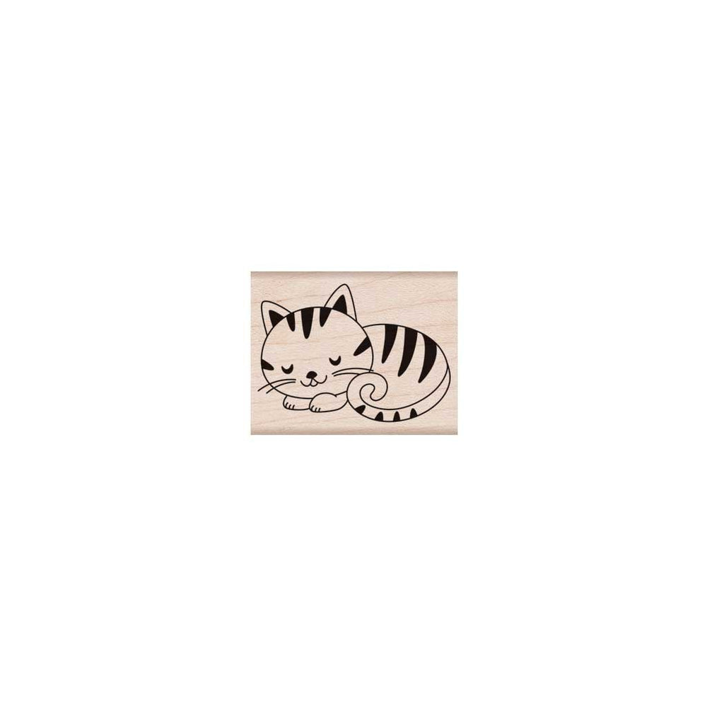 Sleeping Kitty Woodblock Stamp