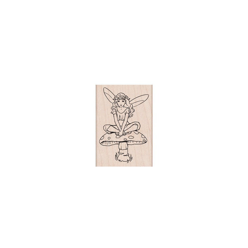 Fairy on Mushroom Woodblock Stamp