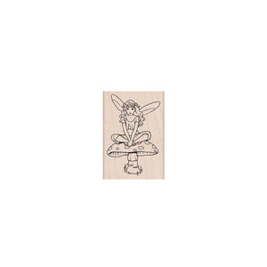 Fairy on Mushroom Woodblock Stamp