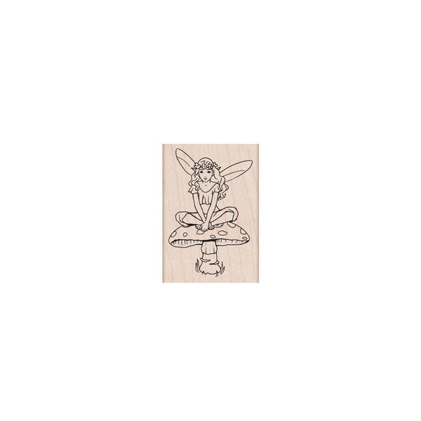 Fairy on Mushroom Woodblock Stamp