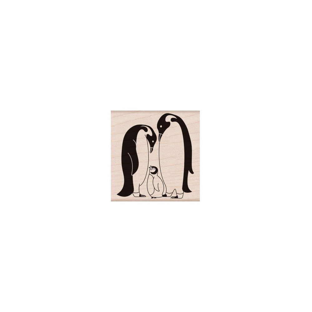 Penguin Family Woodblock Stamp