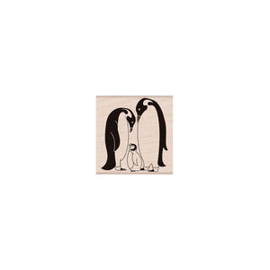 Penguin Family Woodblock Stamp
