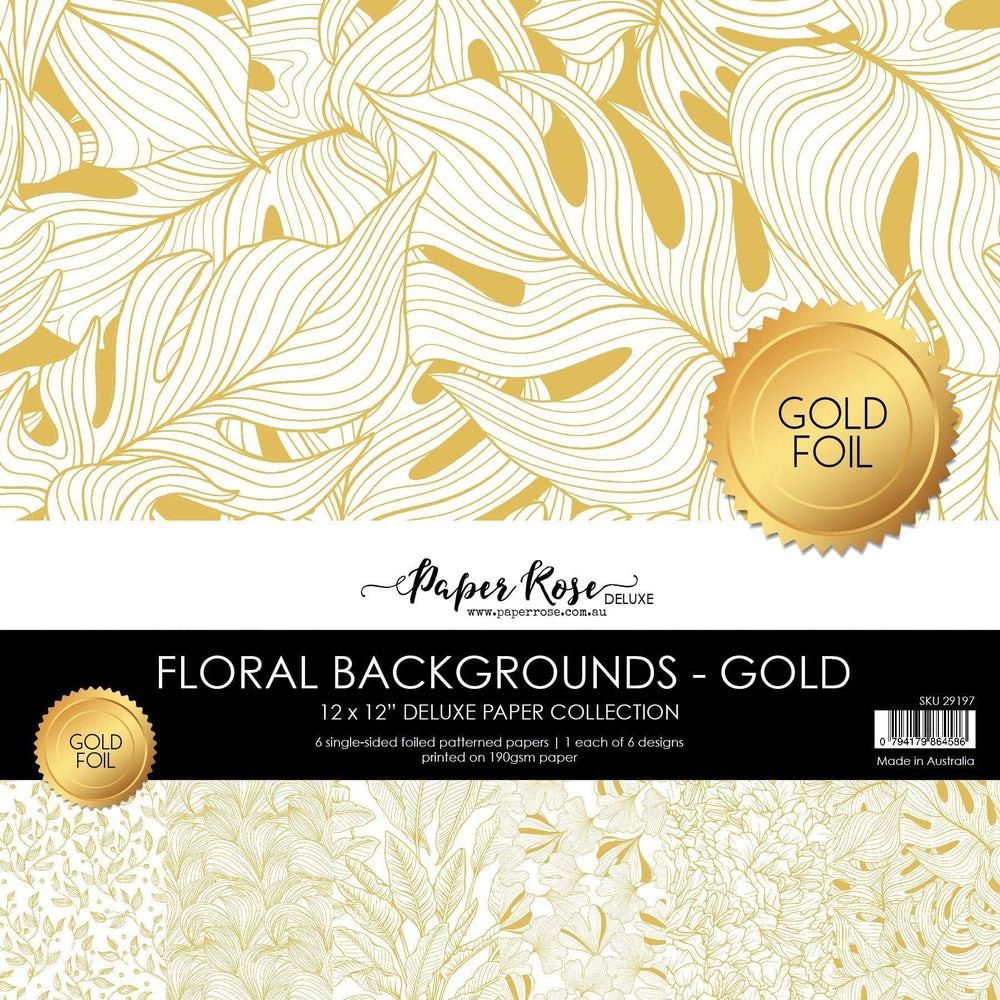 Paper Rose - Floral Backgrounds Gold Foil 12x12 Paper Collection