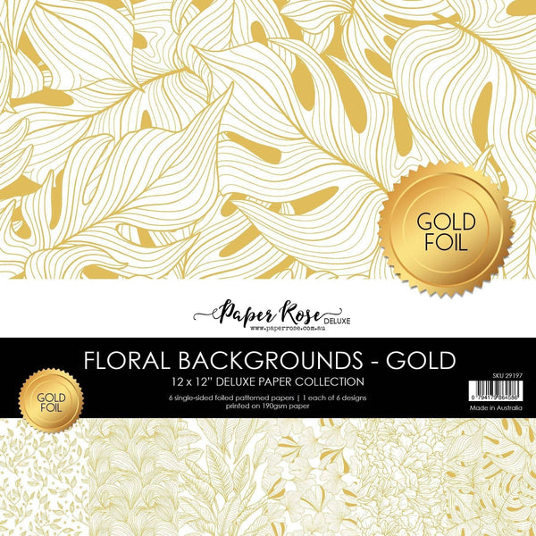 Paper Rose - Floral Backgrounds Gold Foil 12x12 Paper Collection