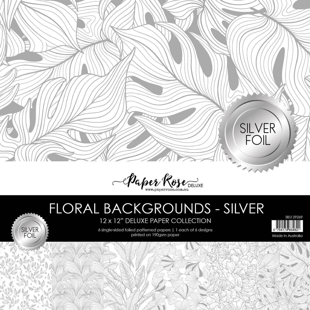 Paper Rose - Floral Backgrounds Silver Foil 12x12 Paper Collection