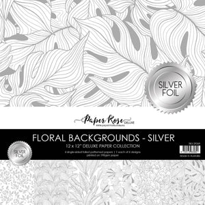 Paper Rose - Floral Backgrounds Silver Foil 12x12 Paper Collection