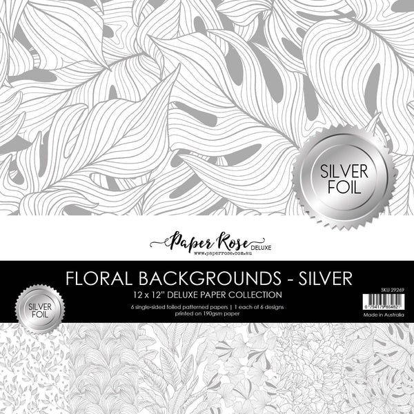 Paper Rose - Floral Backgrounds Silver Foil 12x12 Paper Collection