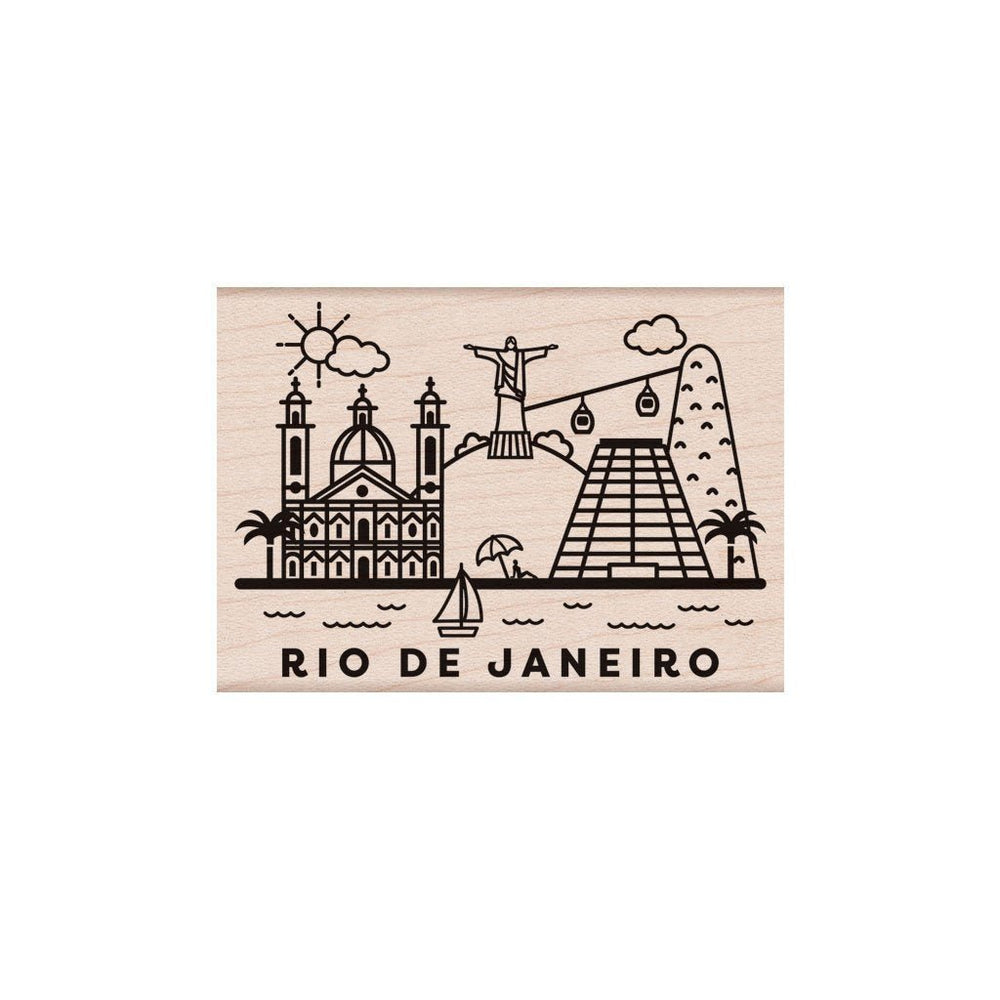 Destination Rio De Janeiro Woodblock Stamp