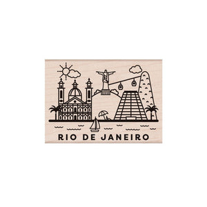 Destination Rio De Janeiro Woodblock Stamp