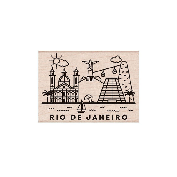 Destination Rio De Janeiro Woodblock Stamp