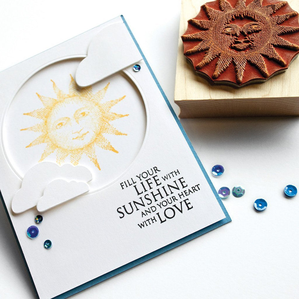 From the Vault Etched Serene Sun Woodblock Stamp
