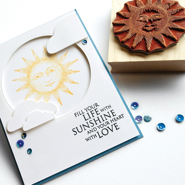 From the Vault Etched Serene Sun Woodblock Stamp