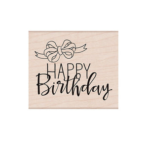 Happy Birthday with Ribbon Woodblock Stamp
