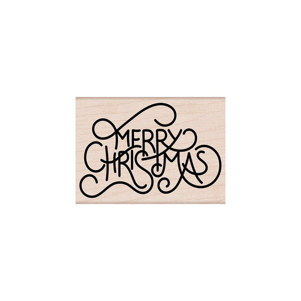 Flowy Merry Christmas Woodblock Stamp