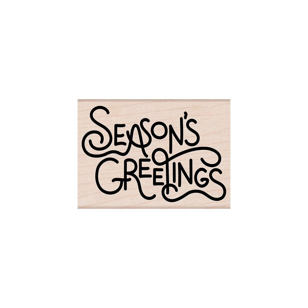 Flowy Season's Greetings Woodblock Stamp