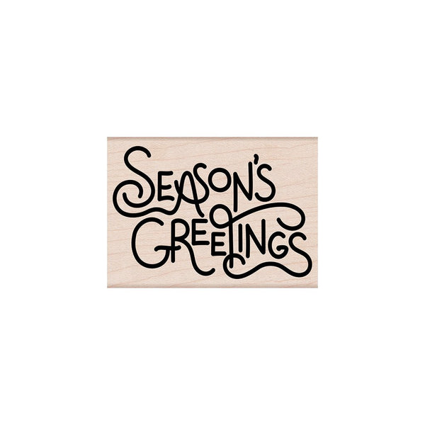 Flowy Season's Greetings Woodblock Stamp