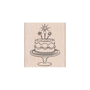 Fancy Birthday Cake Woodblock Stamp