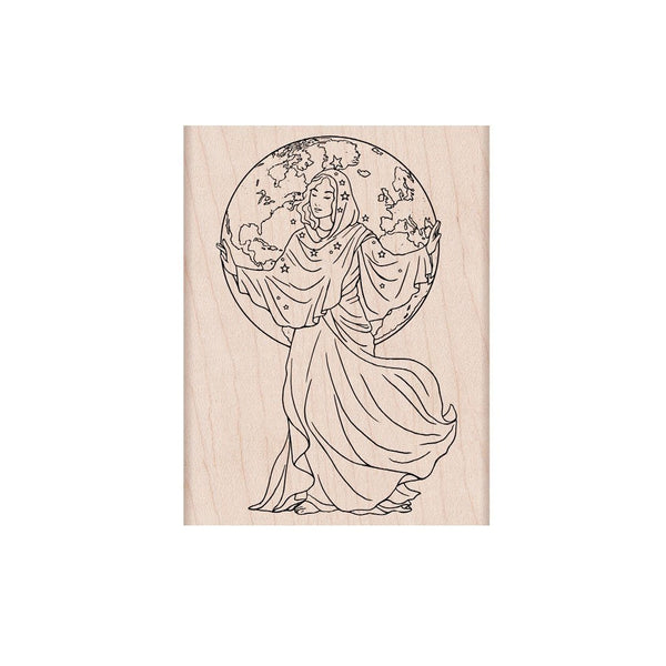 World Goddess Woodblock Stamp