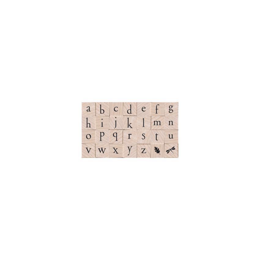 Printer's Type Lowercase Alphabet  Woodblock Stamp Set