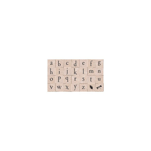 Printer's Type Lowercase Alphabet  Woodblock Stamp Set