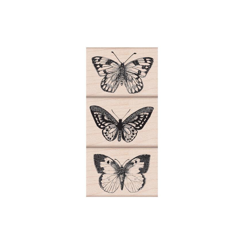 Artistic Butterflies Trio Woodblock Stamp