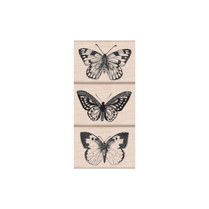 Artistic Butterflies Trio Woodblock Stamp