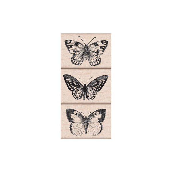Artistic Butterflies Trio Woodblock Stamp