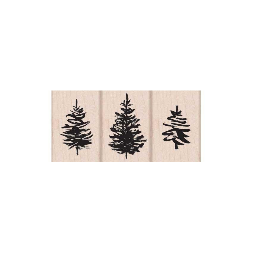 Paintbrush Trees Trio Woodblock Stamp Set