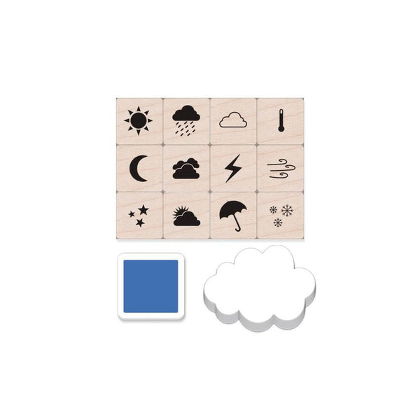 Weather Icons Mini Tub Woodblock Stamp