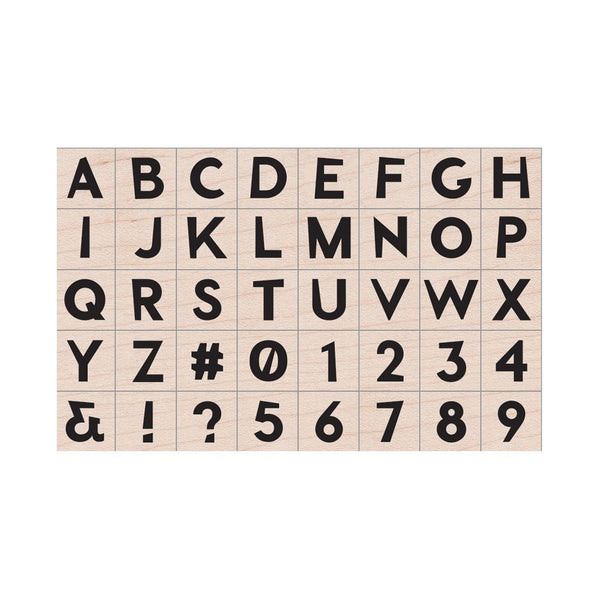 Modern Uppercase Letters Woodblock Stamp