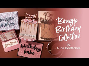 Bougie Birthday Sentiments Press Plate & Die Set from the Bougie Birthday Collection by Nina Boettcher