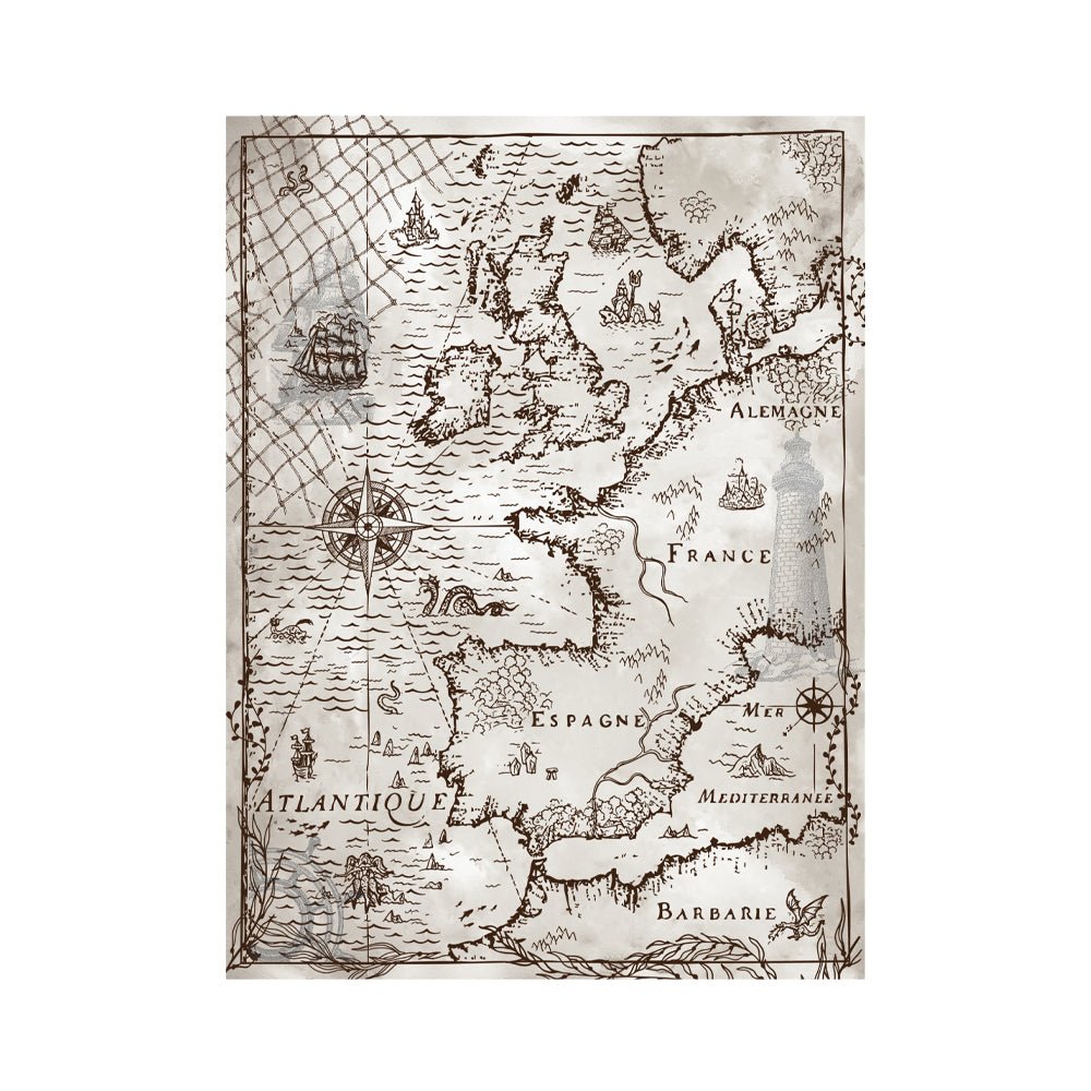 Vintage Seaside Map Hero Transfers