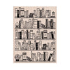 Bookcase Woodblock Stamp