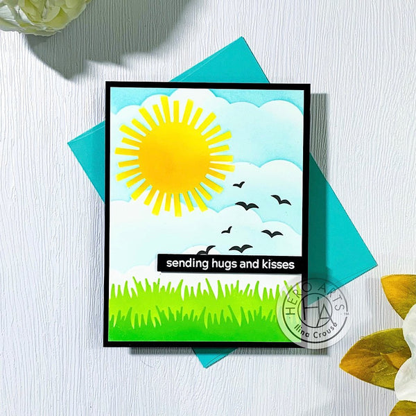 Clouds and Grass Scenic Stencil