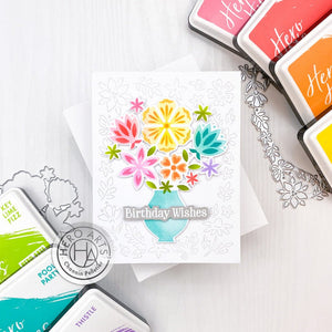Color Layering Flowers in Vase Stencils