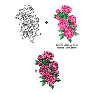 Peonies Bunch Layering Stencils