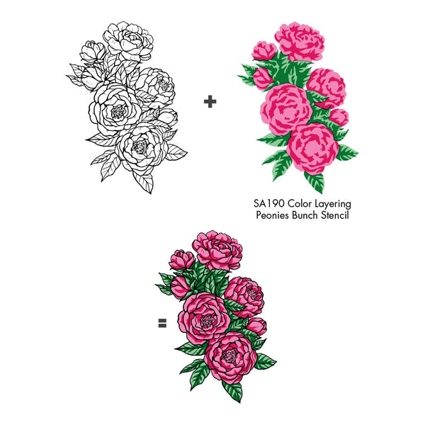 Peonies Bunch Layering Stencils