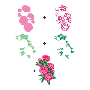 Peonies Bunch Layering Stencils